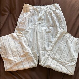 GAP Cream and Black Striped Linen Trousers